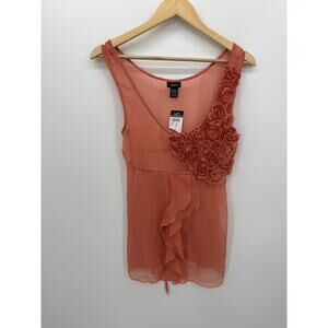 Rue 21 Womens Y2K Sheer Babydoll Tank Size L NWT Rose Feminine Ruffle Coquette